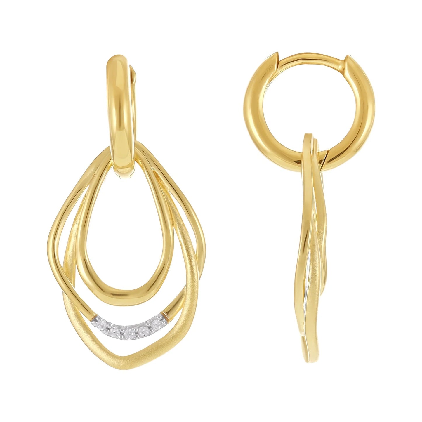 18CT 1 Micron White Gold & Rhodium Plated Creole Silver Earrings