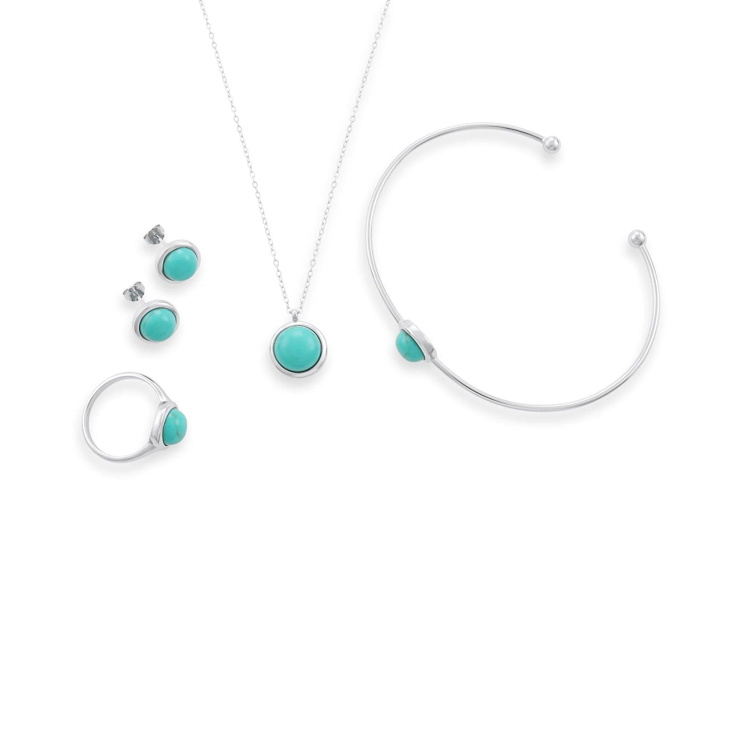925 Sterling Silver Rhodium Plated Necklace with Turquoise Quartz Stone