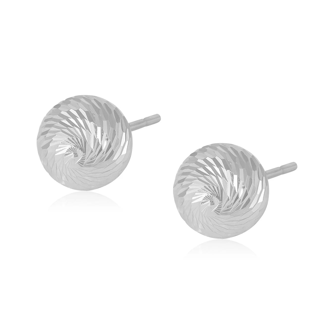 9ct White Gold Textured Ball Stud Earrings