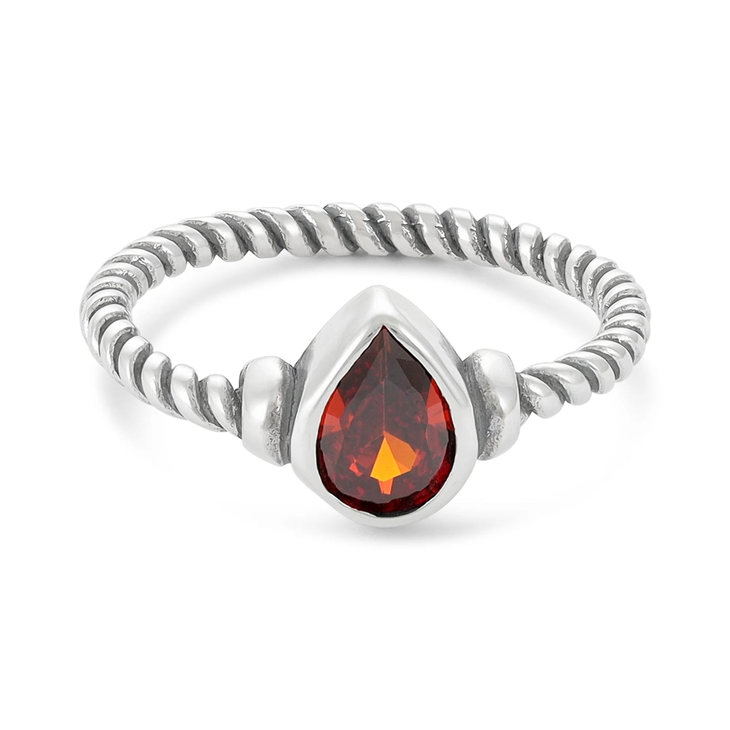 Sterling Silver Green & Red Gemstone Ring