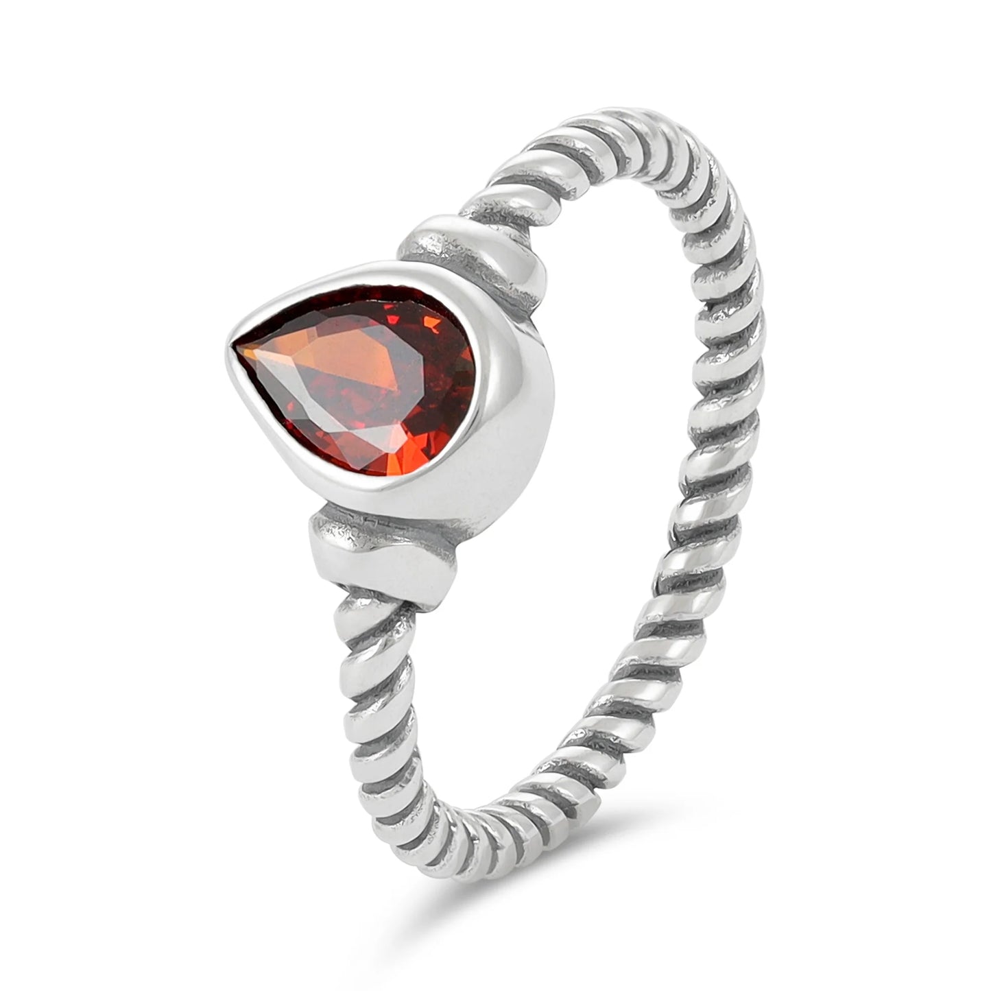 Sterling Silver Green & Red Gemstone Ring
