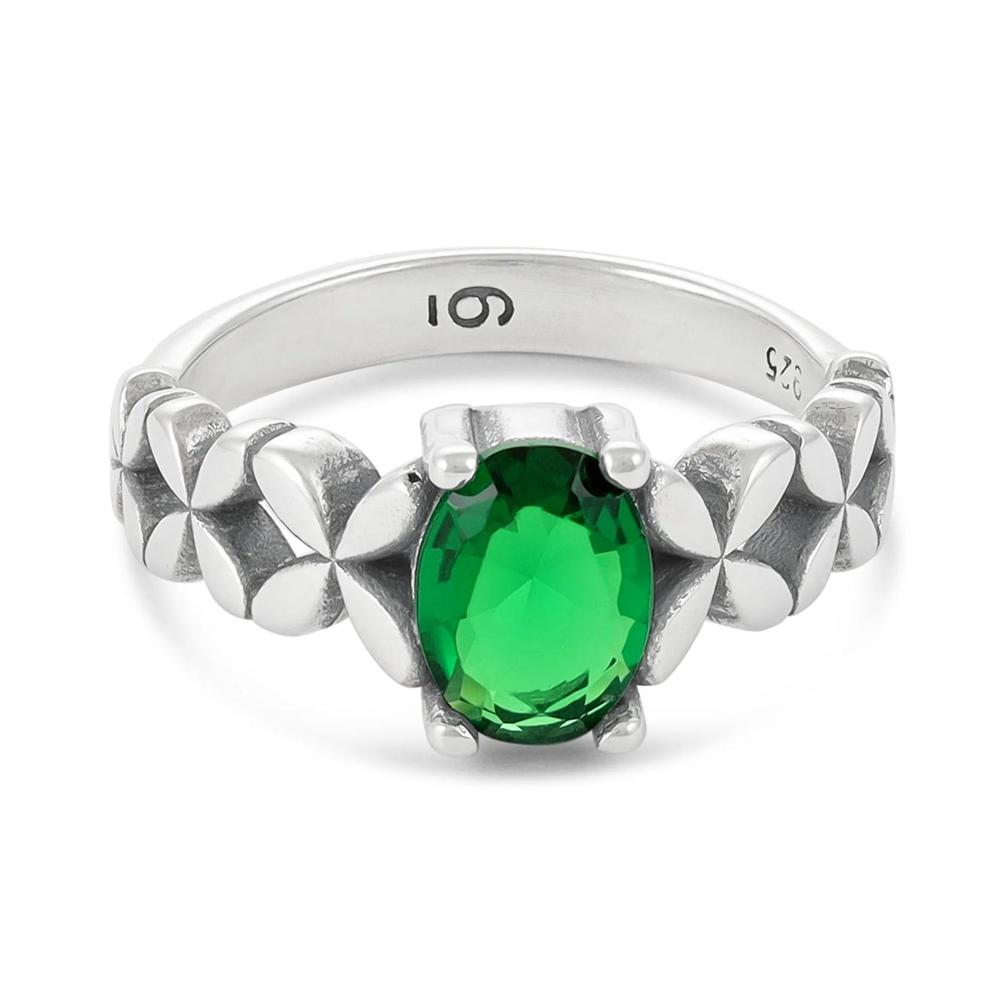 Sterling Silver Green Gemstone Ring