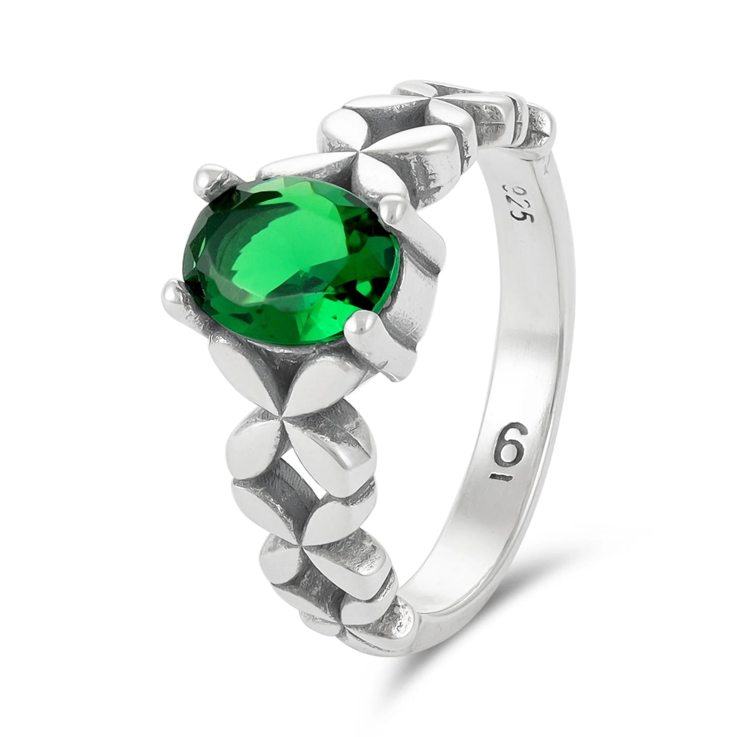Sterling Silver Green Gemstone Ring