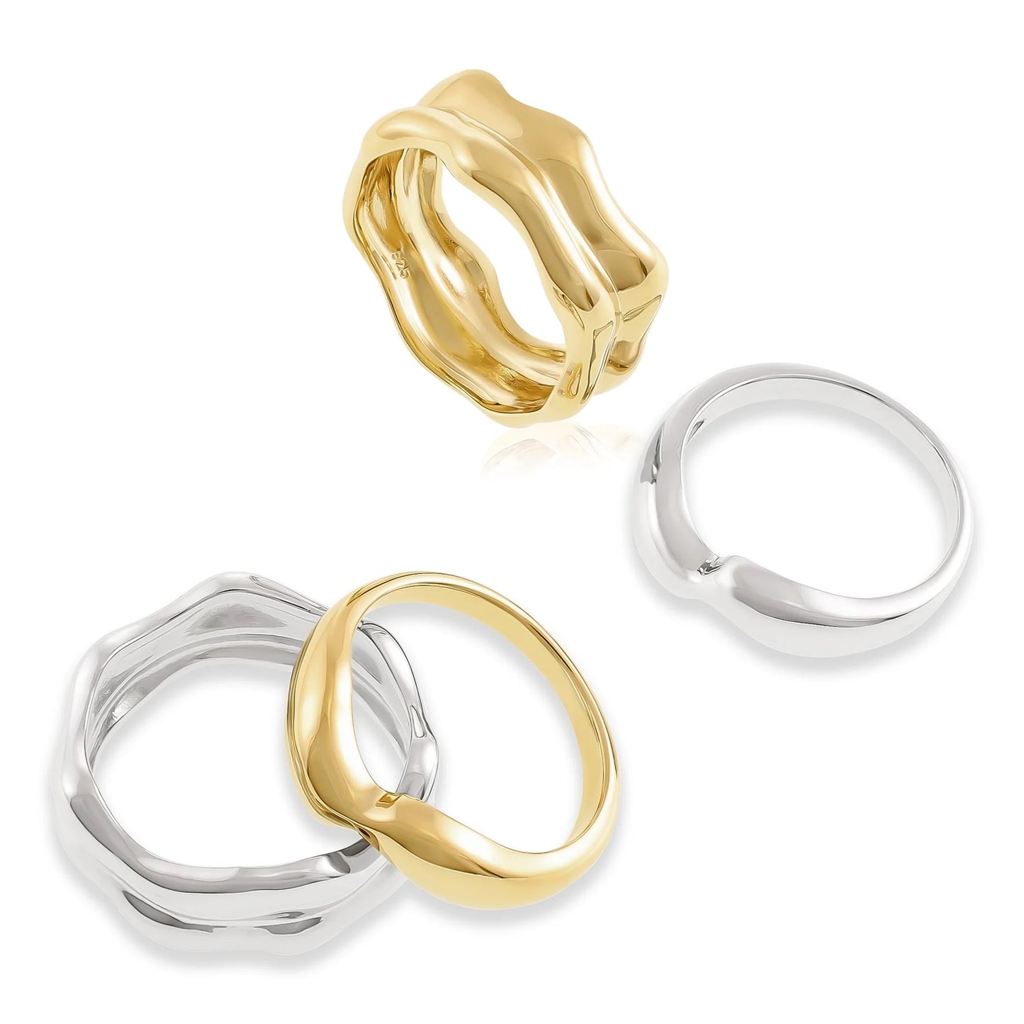 14ct 1 Micron Gold Plated 925 Sterling Silver Double Twist Ring