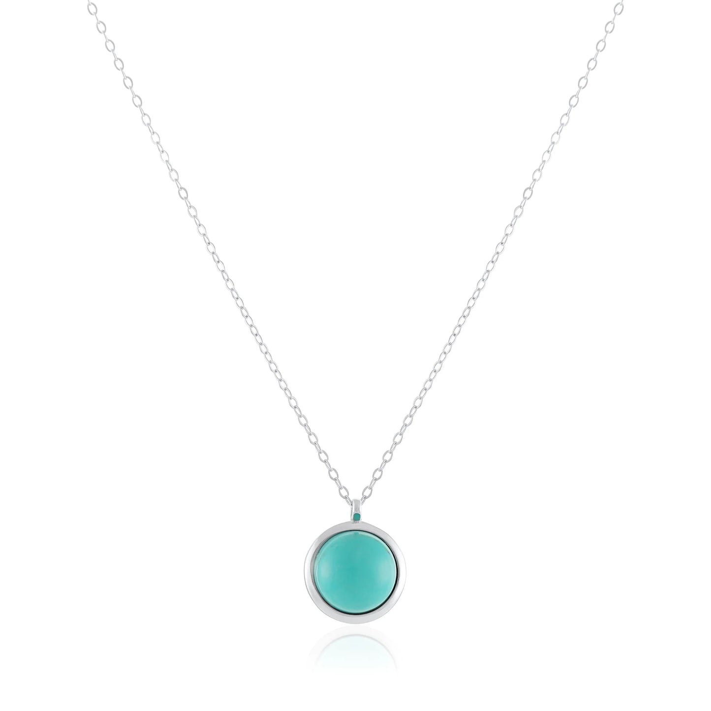925 Sterling Silver Rhodium Plated Necklace with Turquoise Quartz Stone