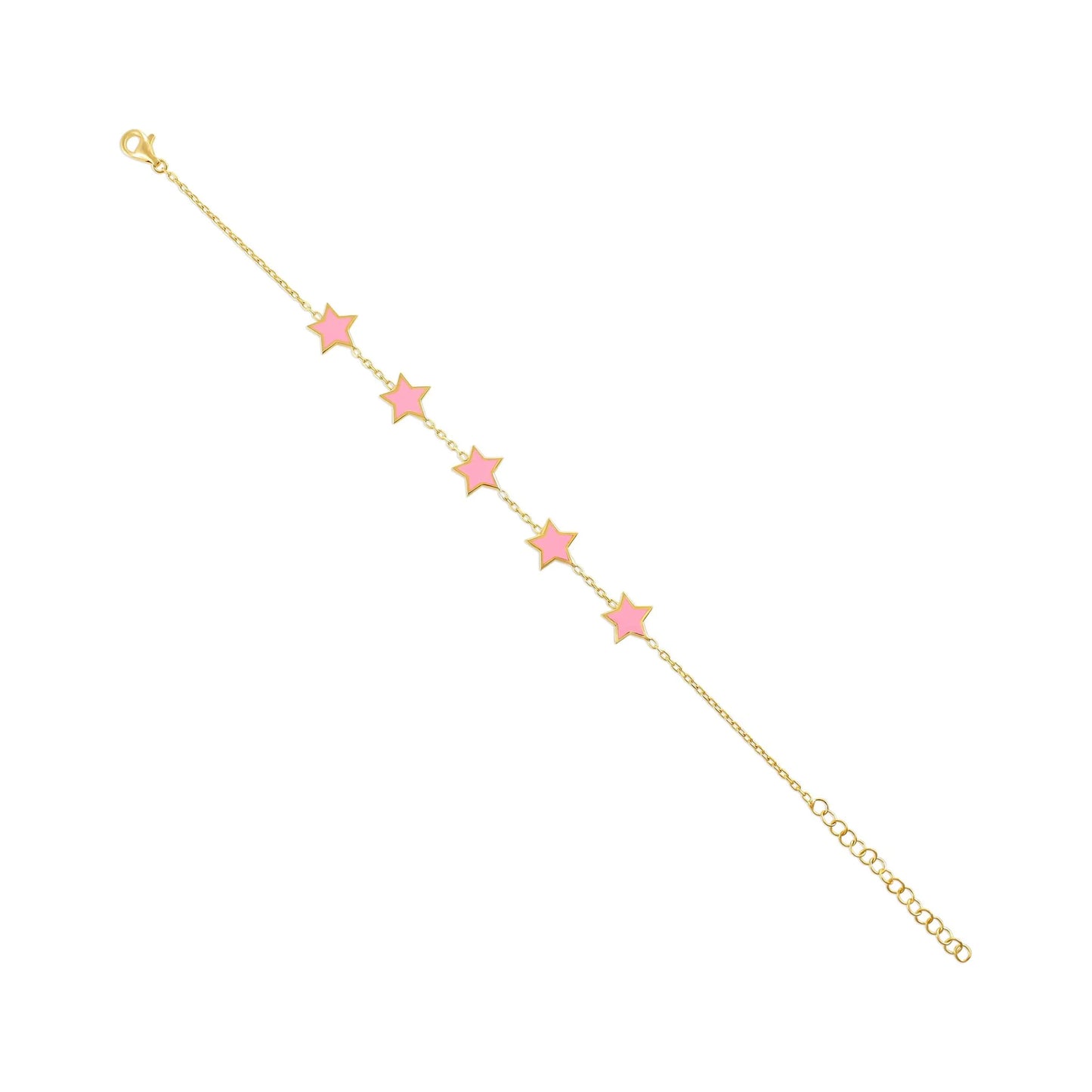 925 Sterling Silver Pink Star Bracelet