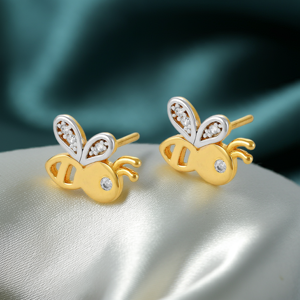 9ct Yellow Gold Bee Earrings