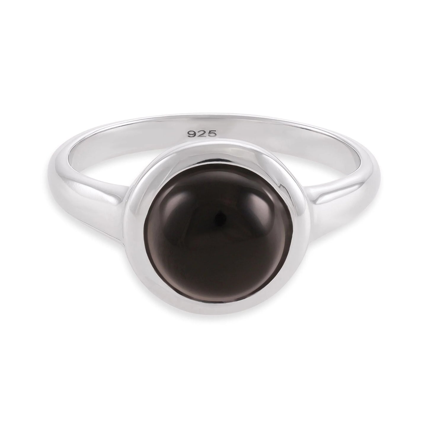 Silver rhodium plated ring with black onyx stone