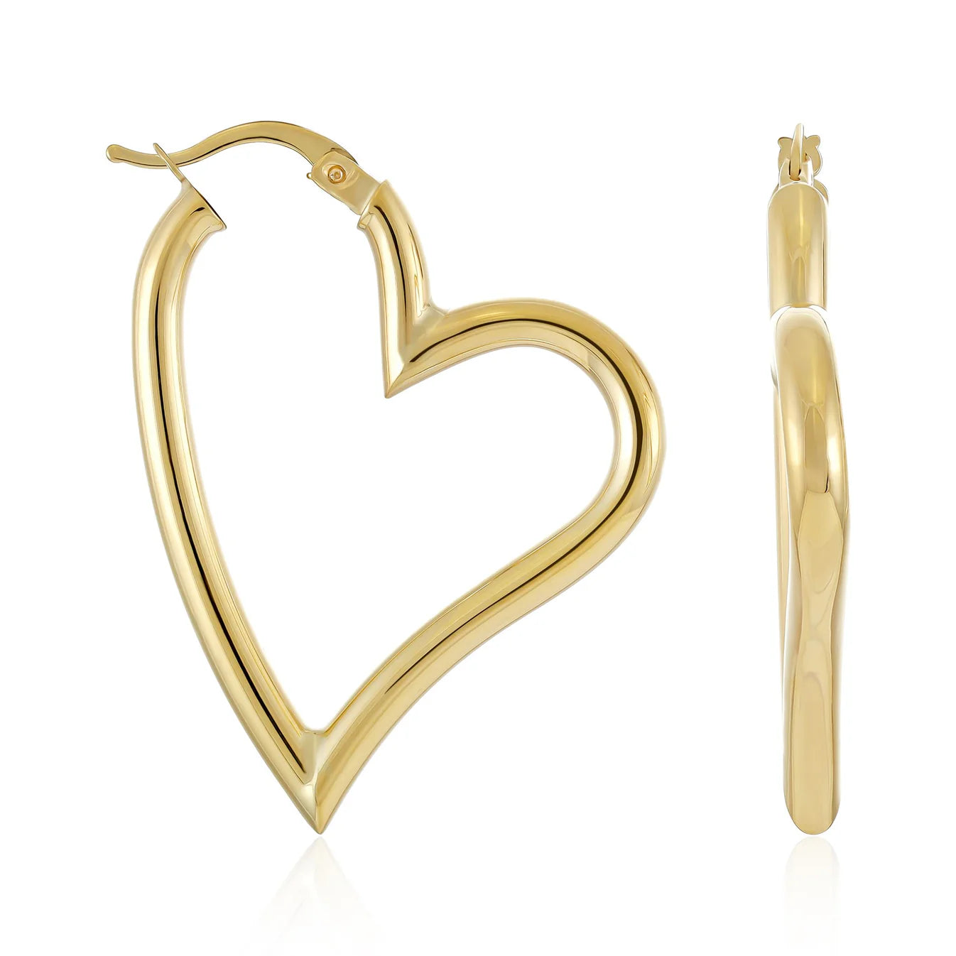 9ct Yellow Gold Heart Hoop Earrings
