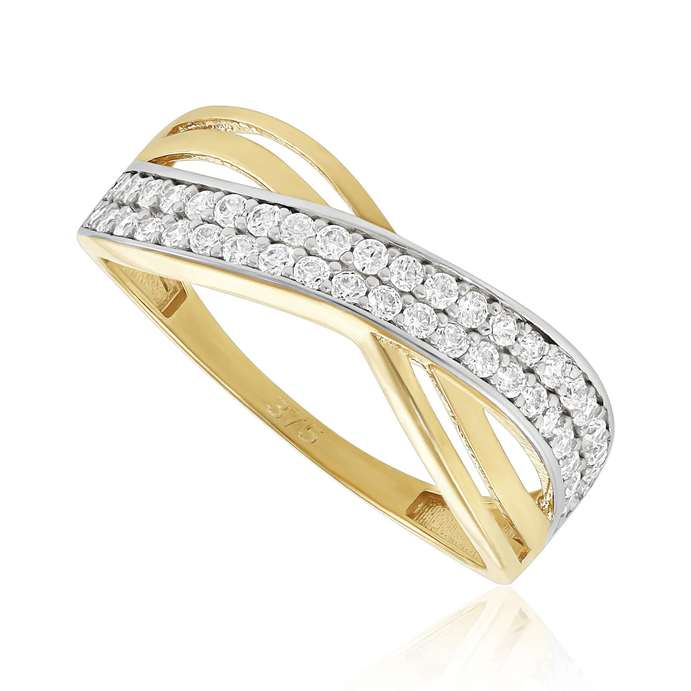 9ct Yellow Gold Cubic Zirconia Overlay Ring