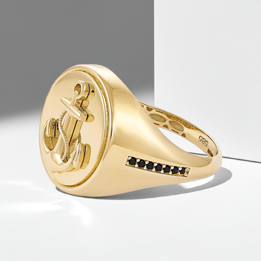 14ct Yellow Anchor Gold Signet Ring