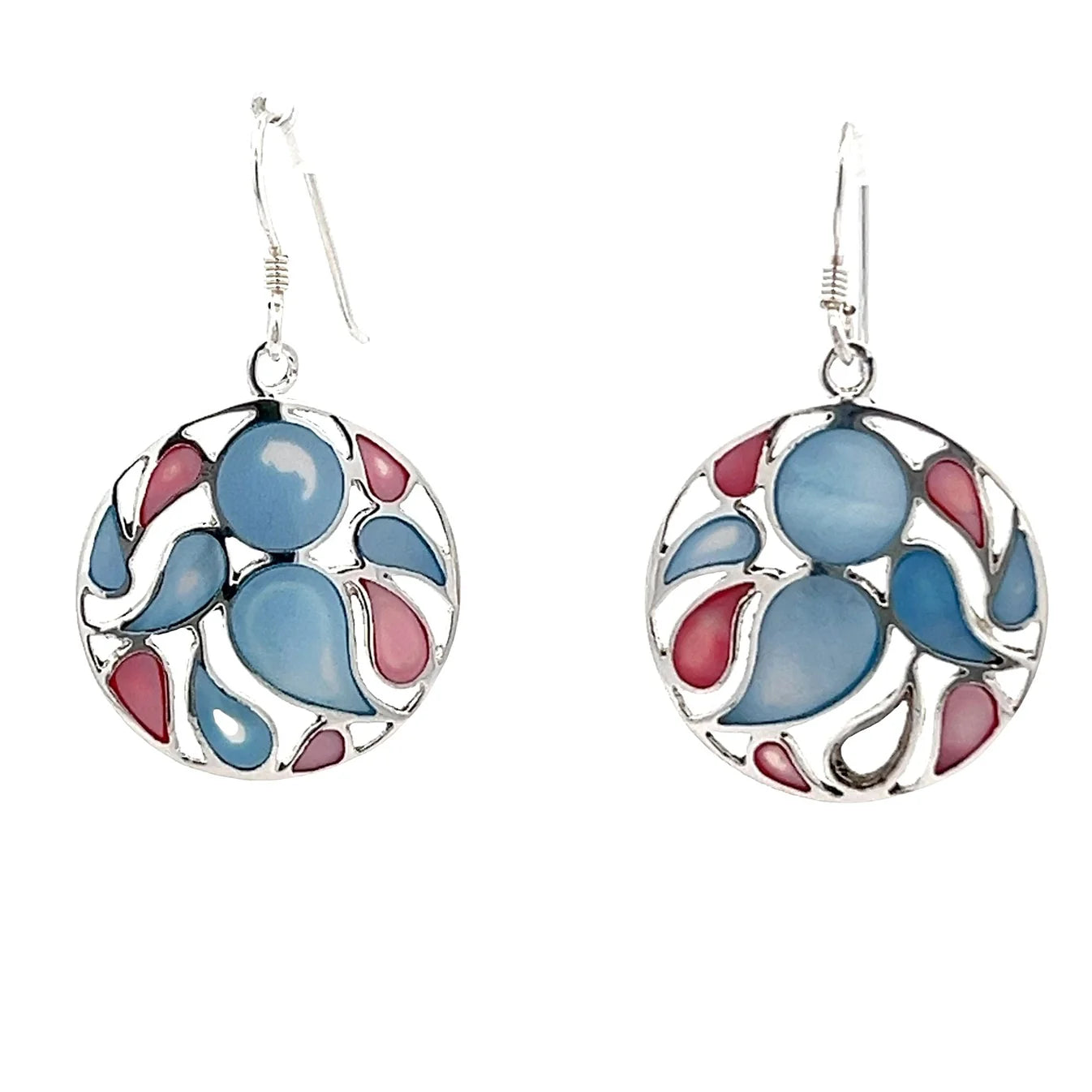Sterling Silver Multi Colour Of Mop Shell Earrings