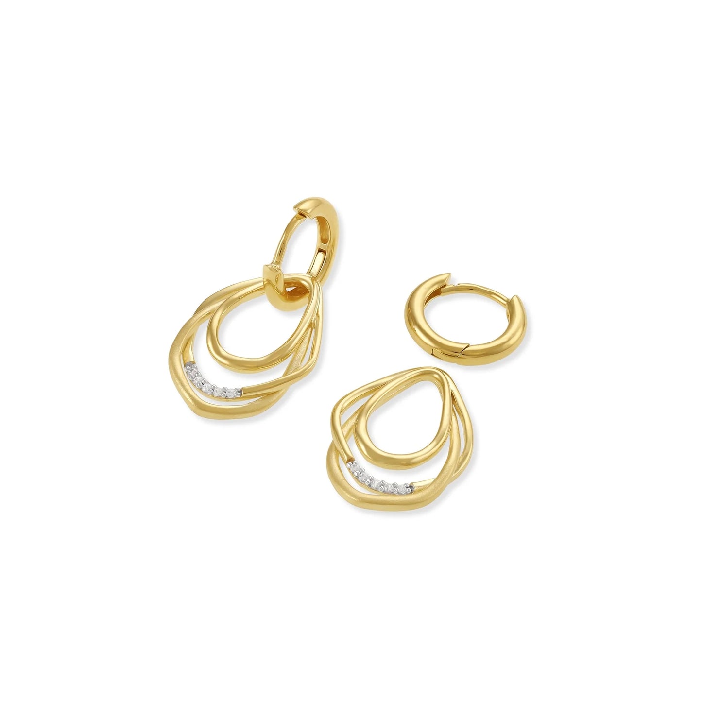 18CT 1 Micron White Gold & Rhodium Plated Creole Silver Earrings