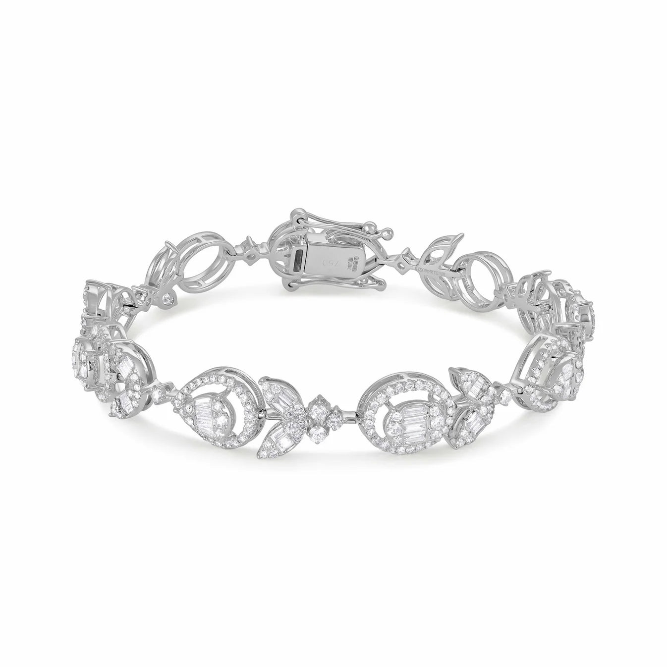 18ct White Gold Tulip Diamond Bracelet