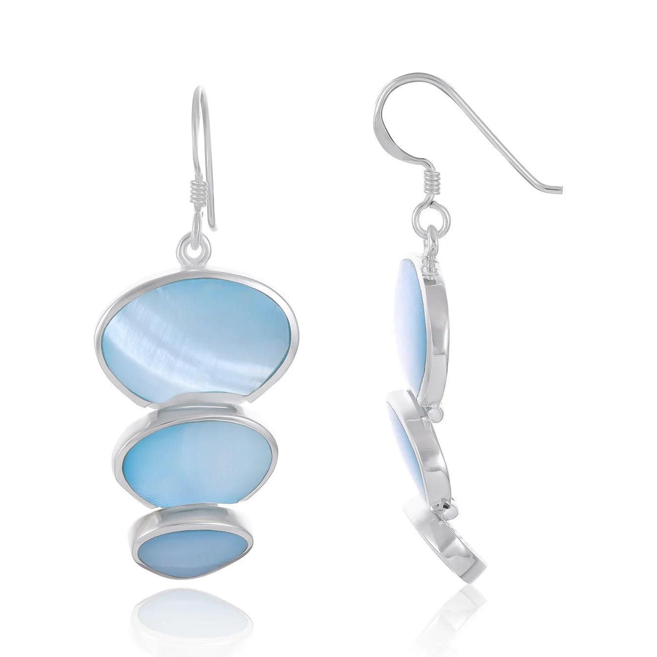 925 Sterling Silver Abalone Shell Abstract Drop Earrings