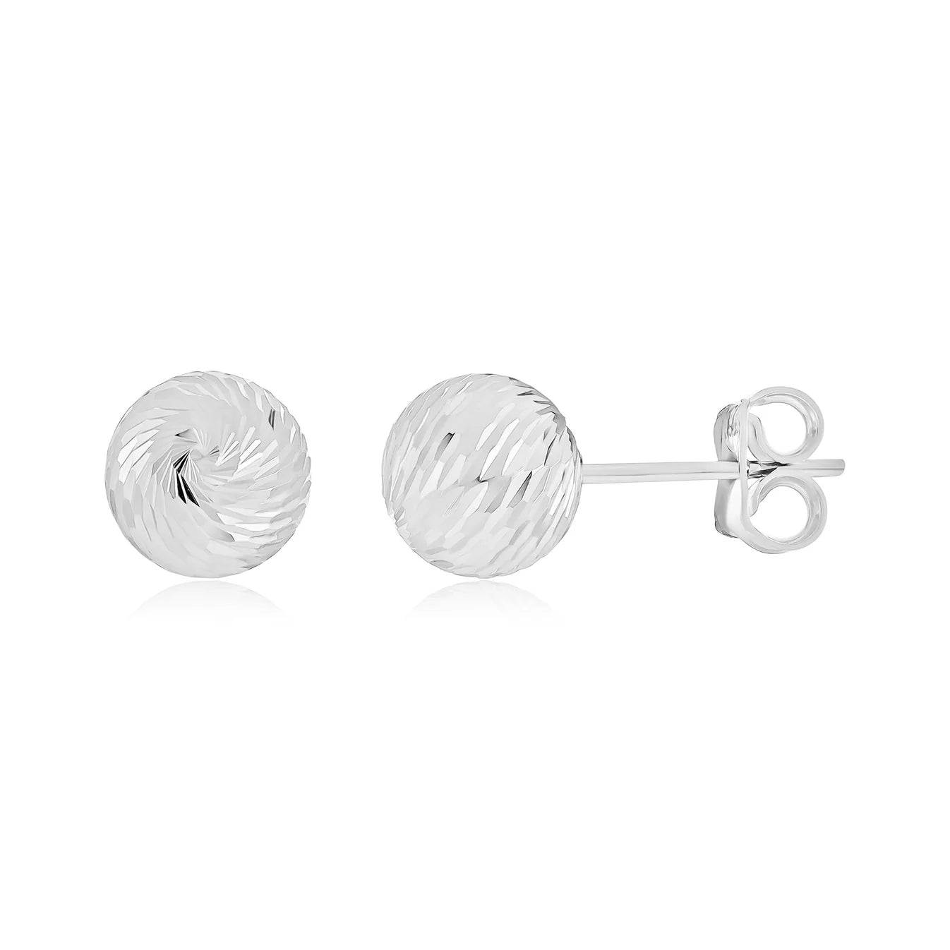 9ct White Gold Textured Ball Stud Earrings