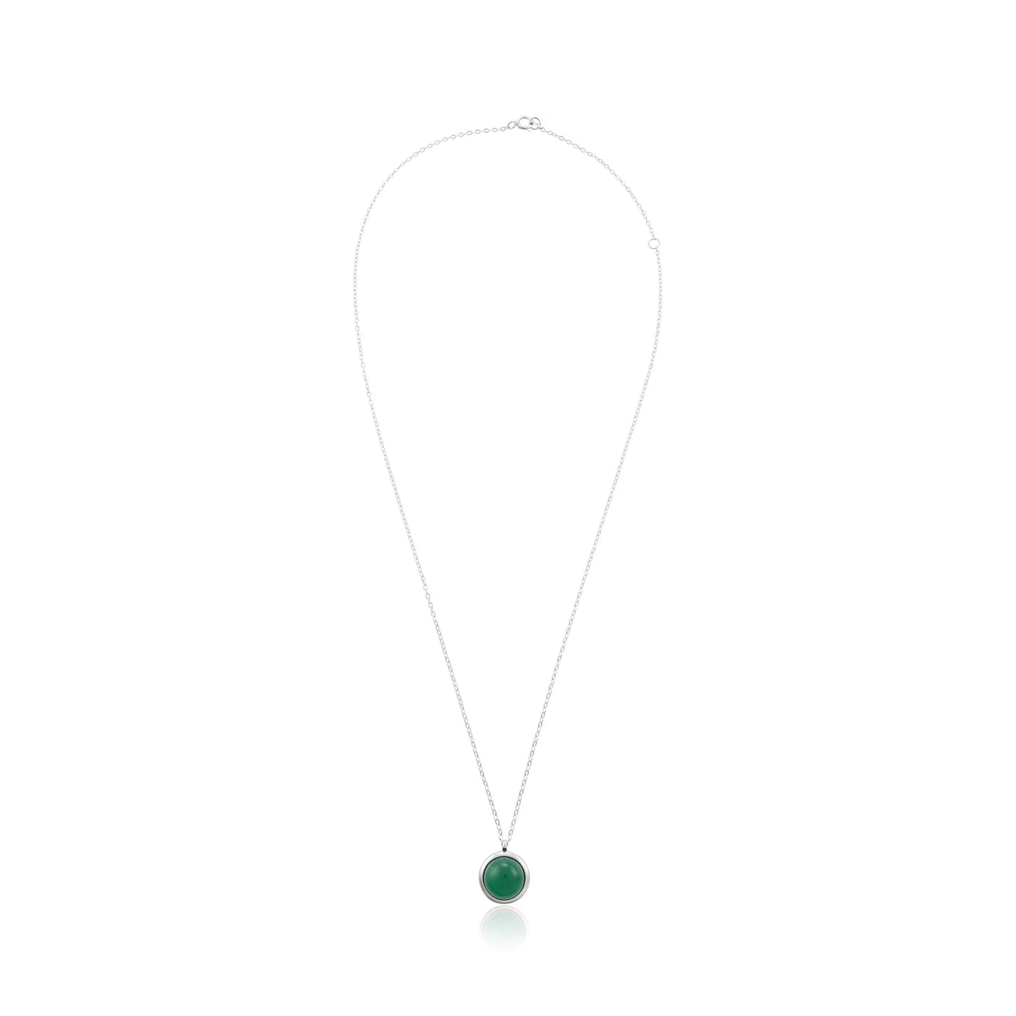 925 Sterling Silver Rhodium Plated Necklace with Green Quartz Stone