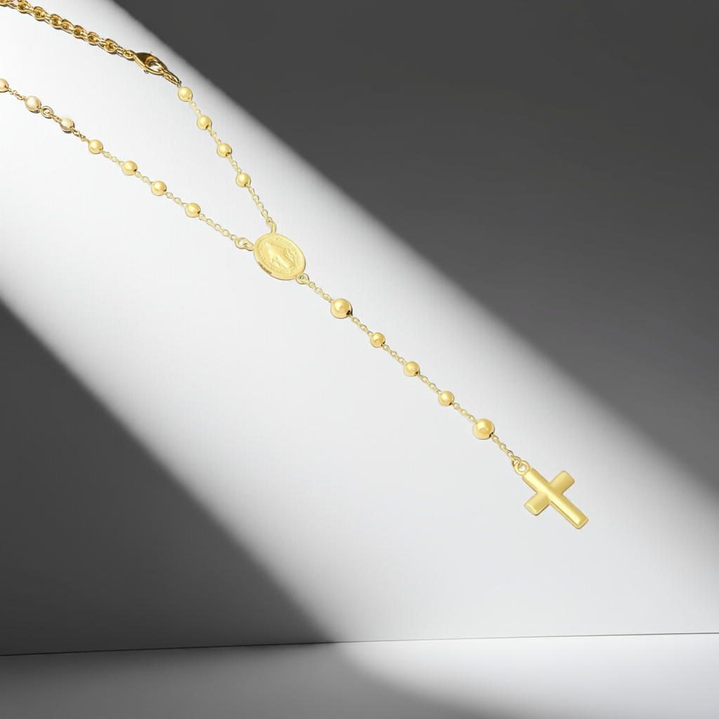 14ct Yellow Gold Bead Rosary Necklace