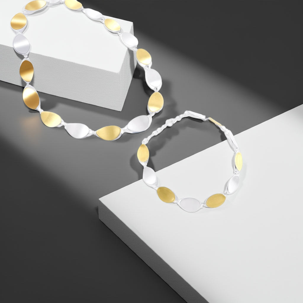 925 Sterling Silver Two Tone Necklace