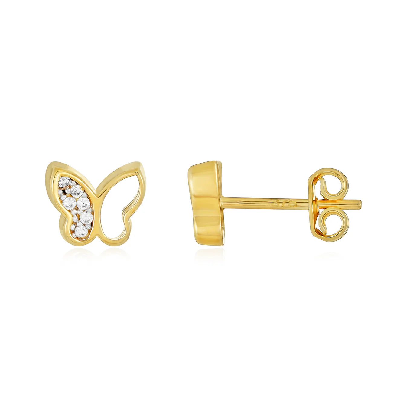 9ct Yellow Gold Cubic Zirconia Butterfly Stud Earrings