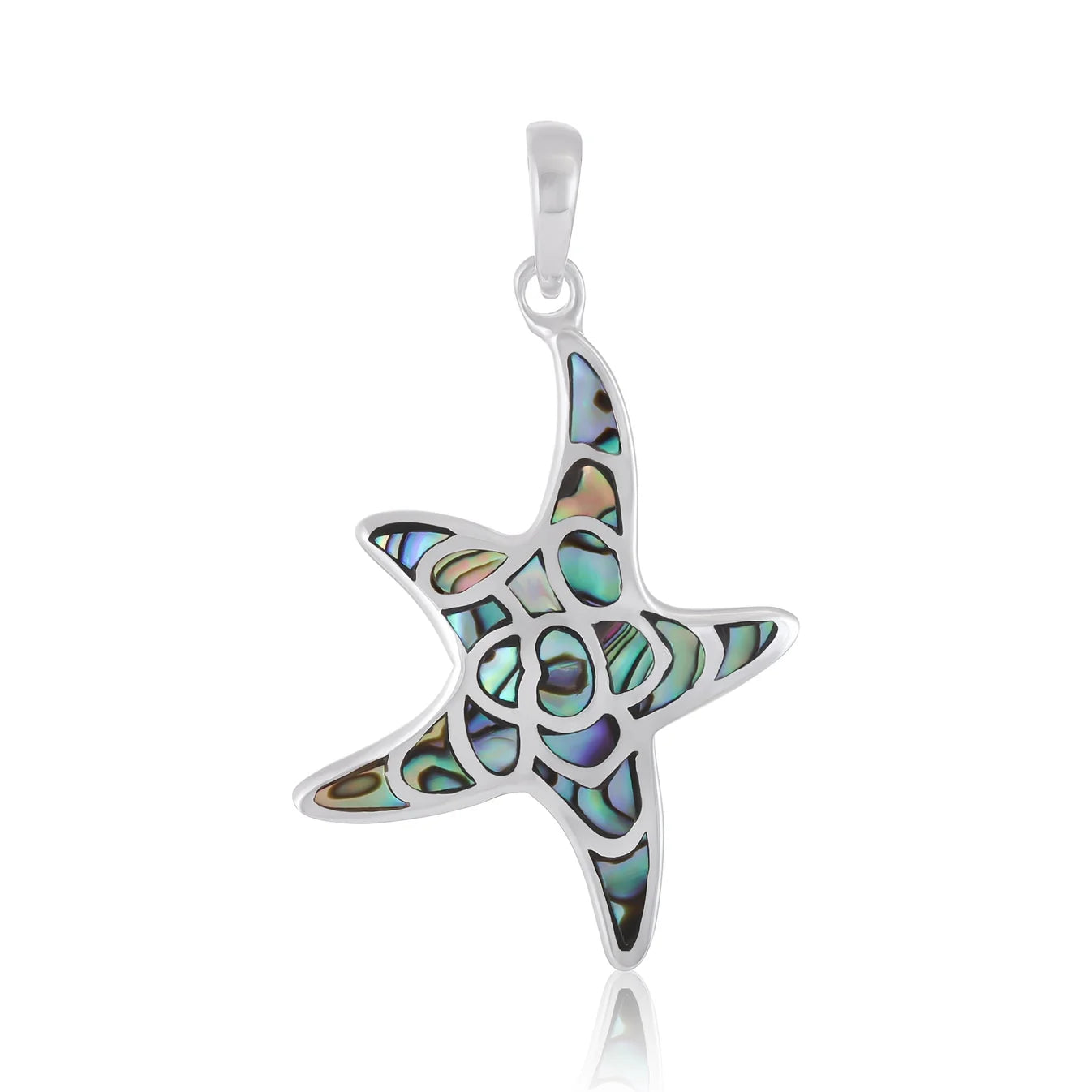 925 Sterling Silver Abalone Shell Starfish Pendant