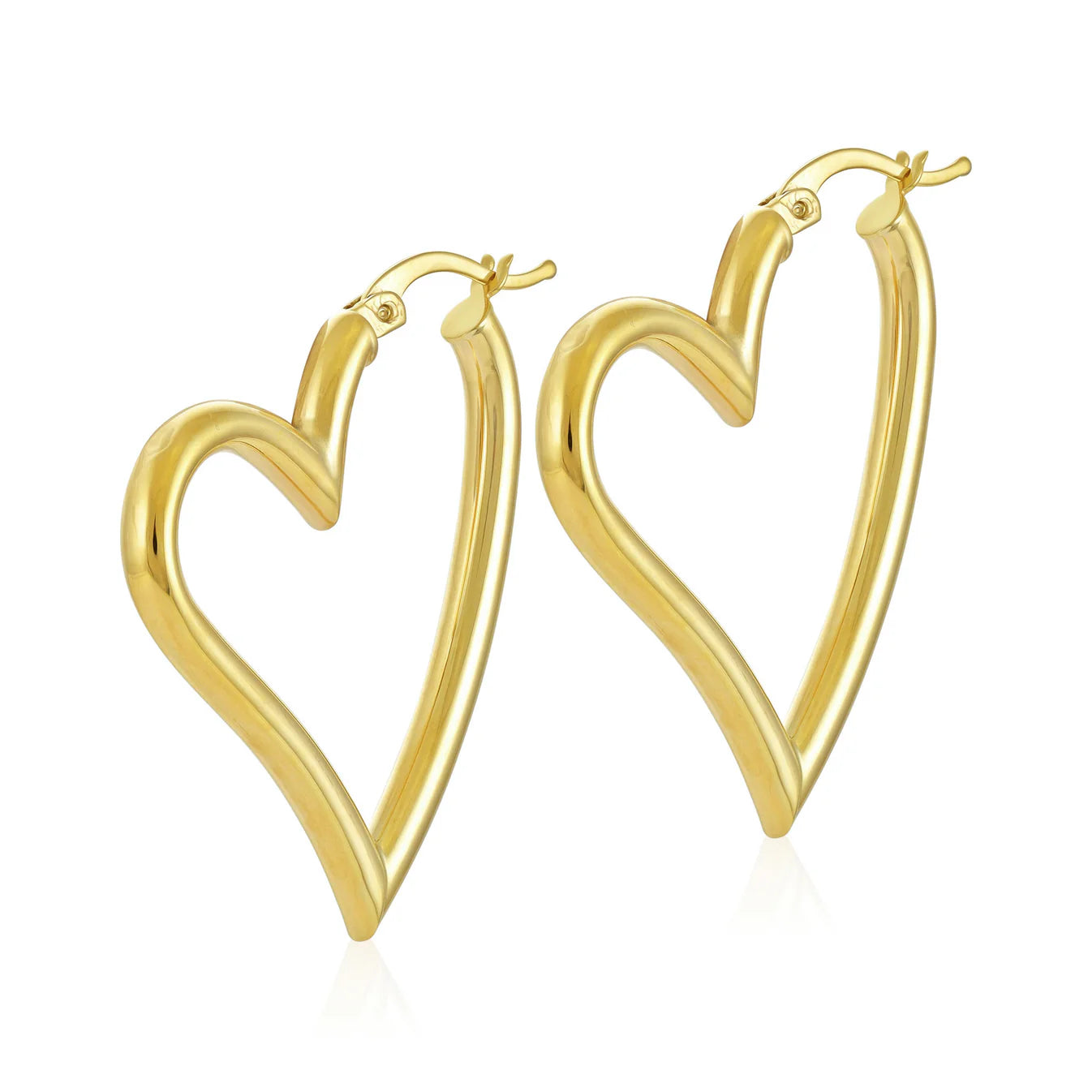9ct Yellow Gold Heart Hoop Earrings