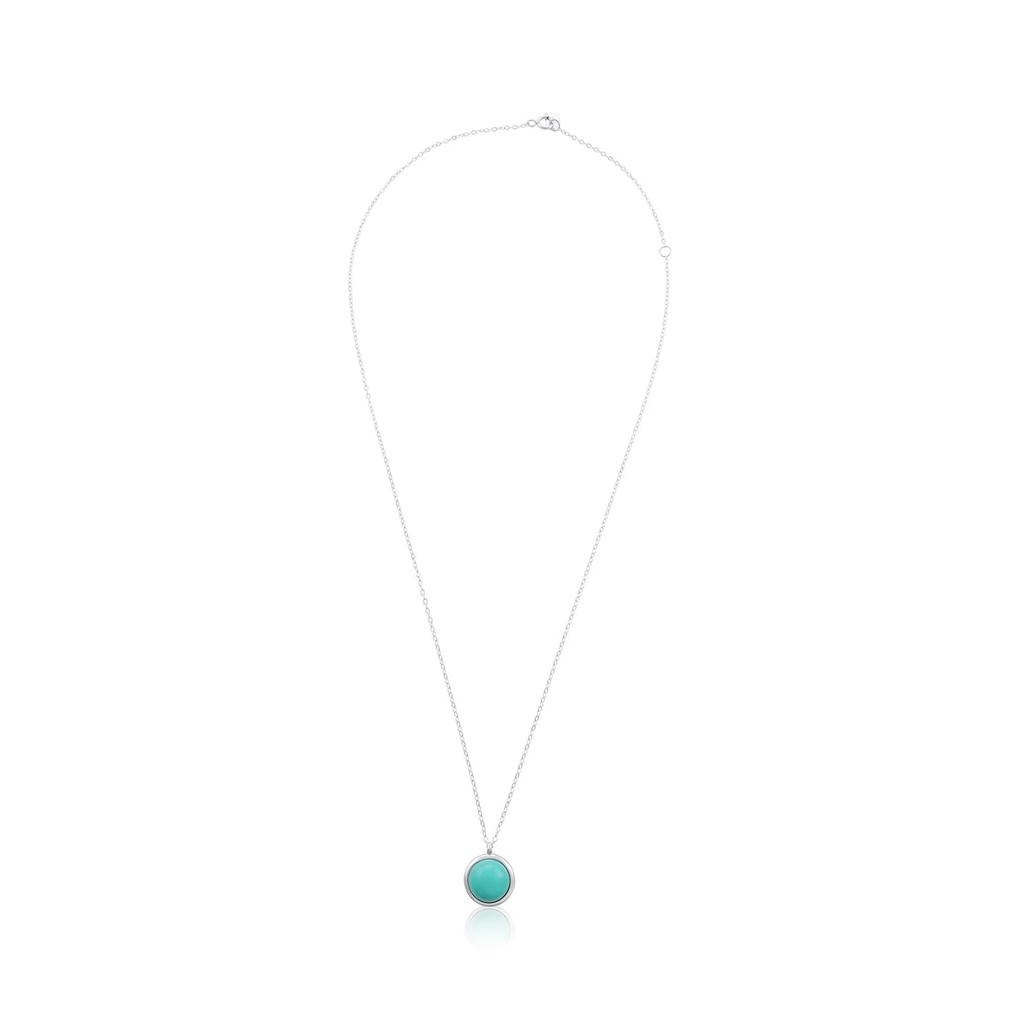 925 Sterling Silver Rhodium Plated Necklace with Turquoise Quartz Stone