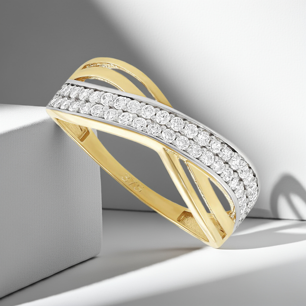 9ct Yellow Gold Cubic Zirconia Overlay Ring