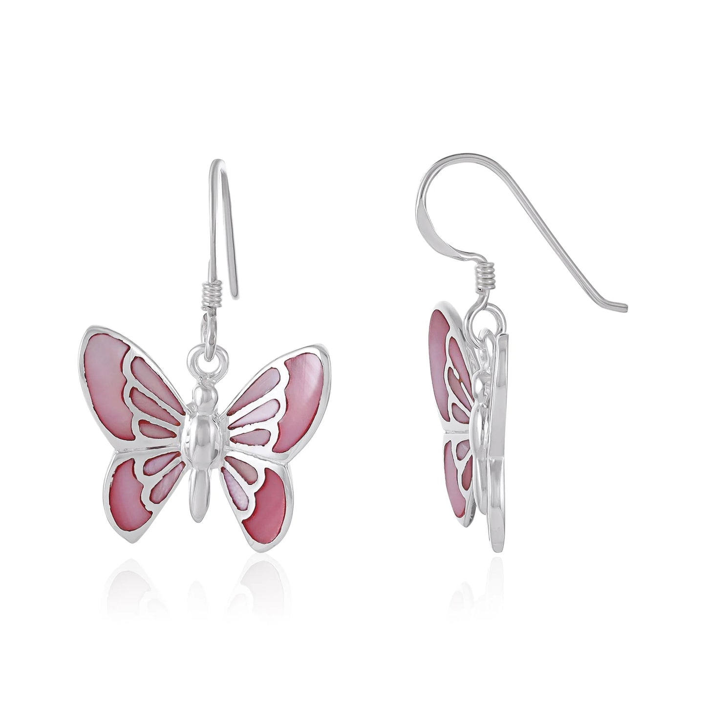 925 Sterling Silver Abalone Shell Butterfly Earrings