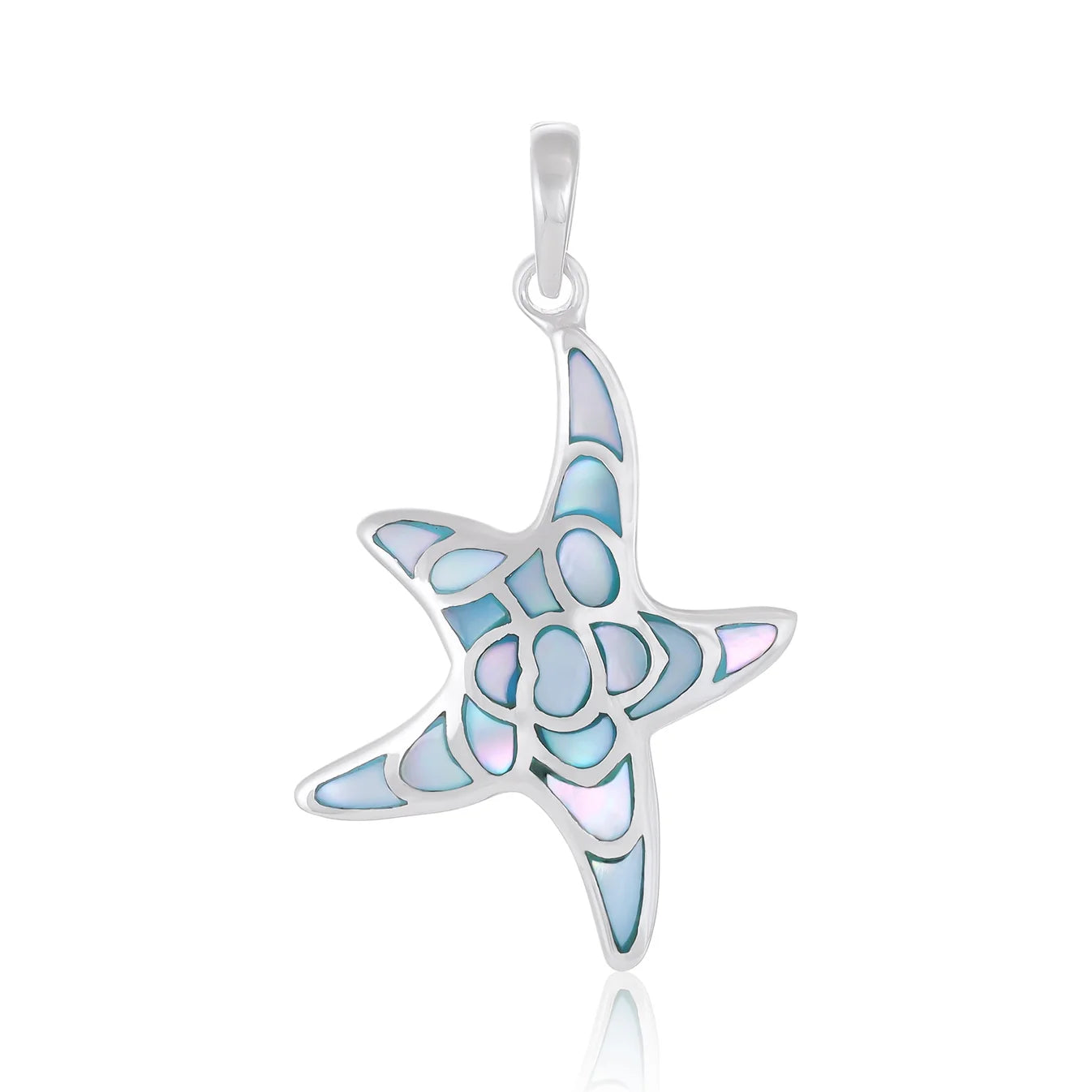 925 Sterling Silver Abalone Shell Starfish Pendant