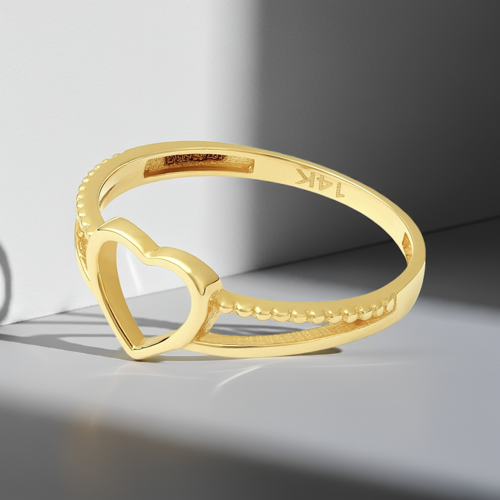 14ct Yellow Gold Heart Detail Ring