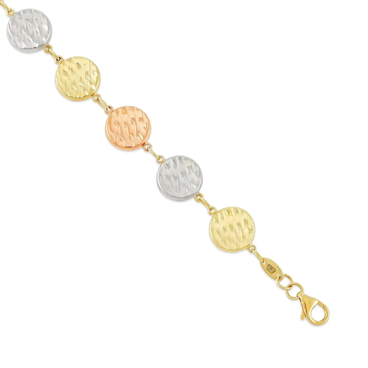 9ct Tri Colour Moon Cut Bracelet