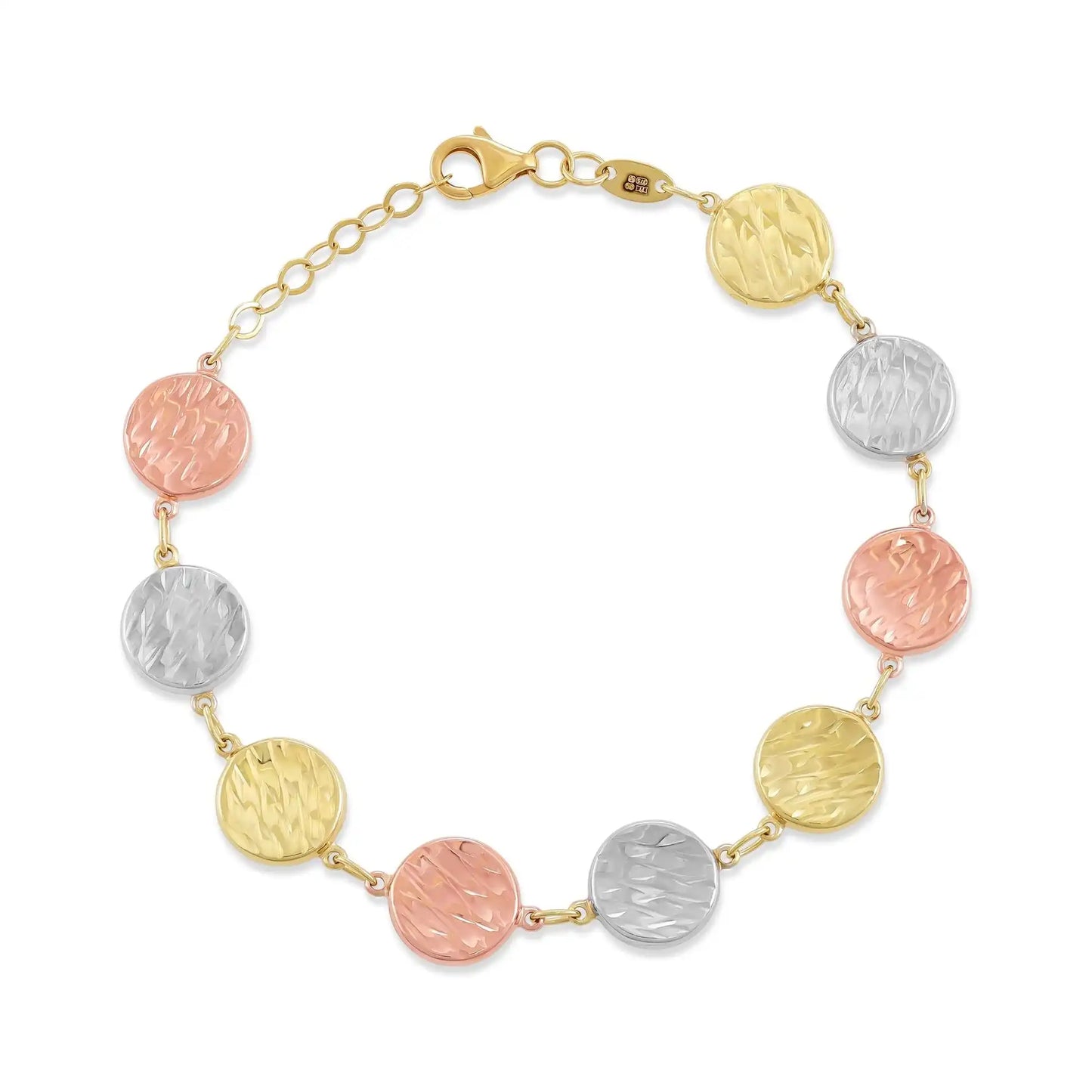9ct Tri Colour Moon Cut Bracelet
