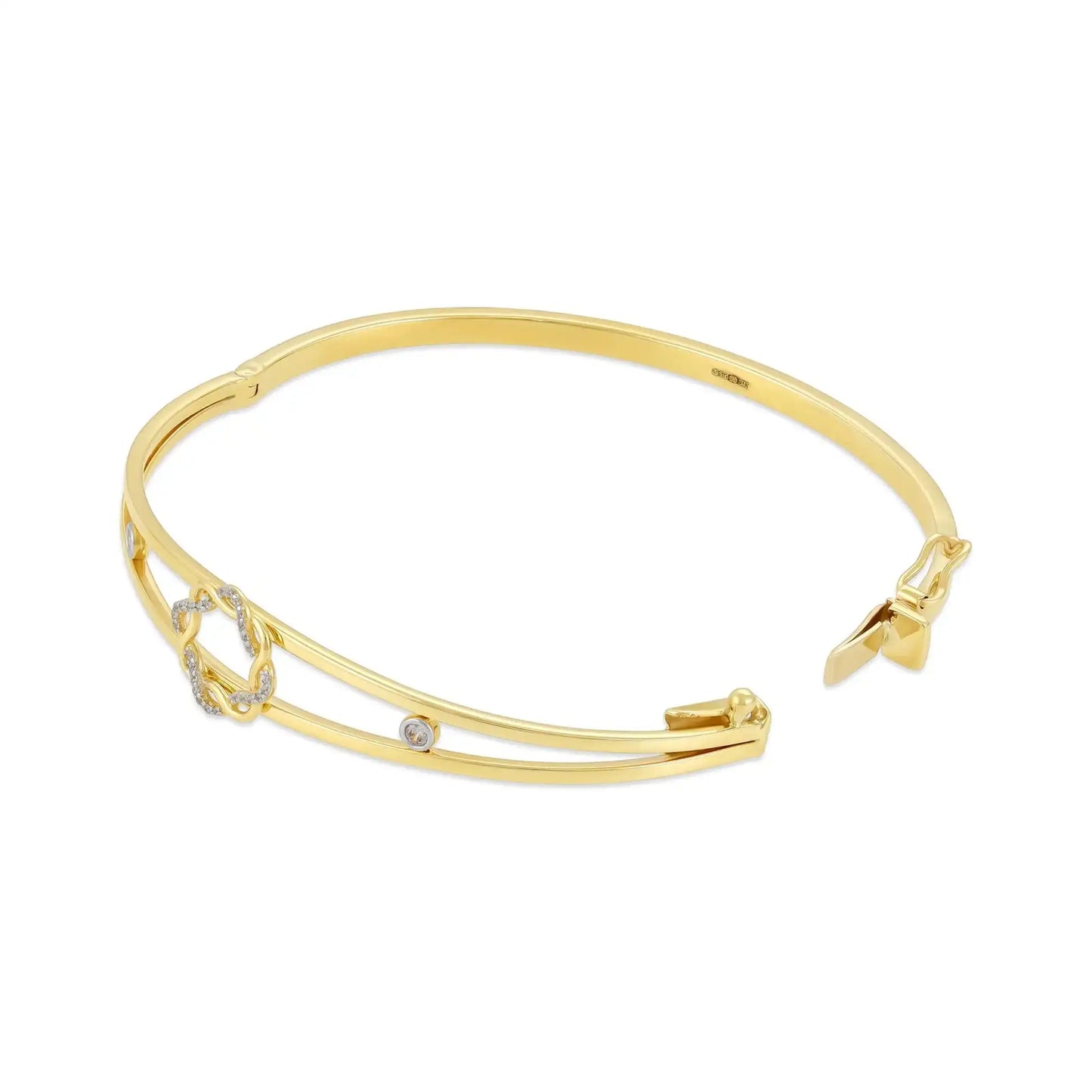 9ct Two Tone Gold Cubic Zirconia Circle Detail Bangle