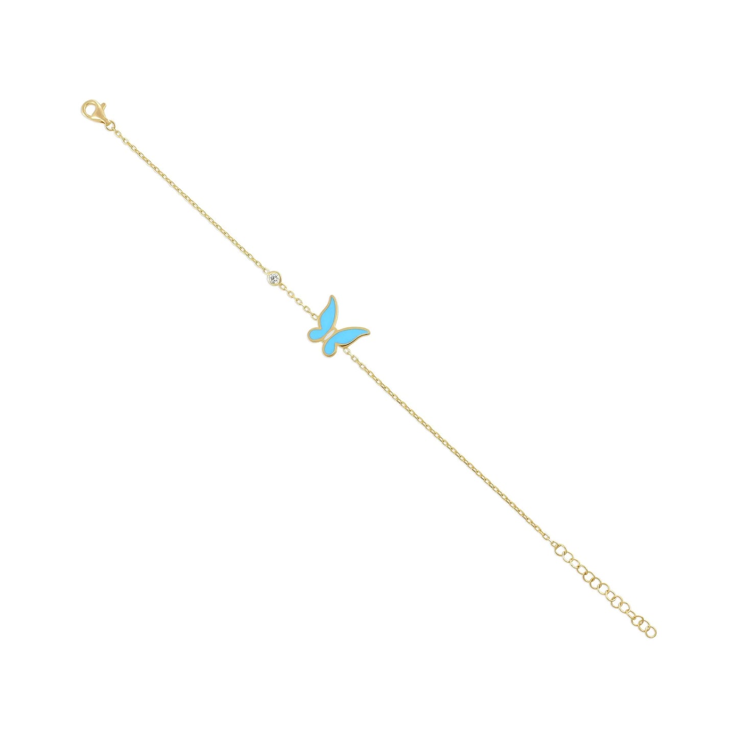 925 sterling silver blue butterfly bracelet