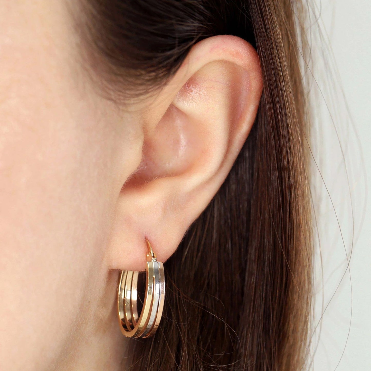 9ct Tri Colour Hoop Earrings