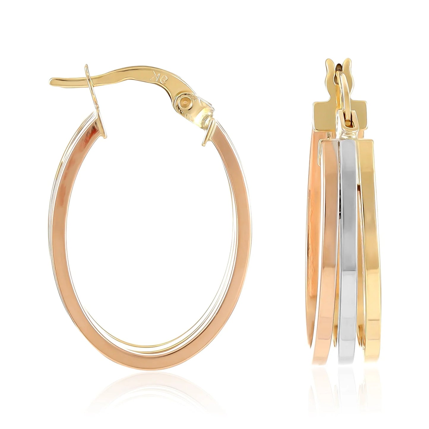9ct Tri Colour Hoop Earrings