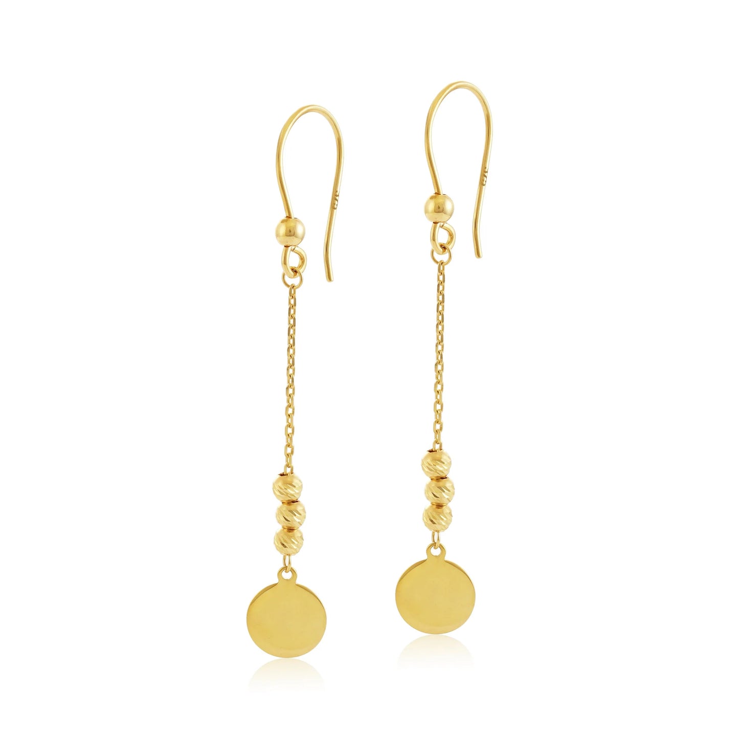 9ct Yellow Gold Beaded Drop Earrings
