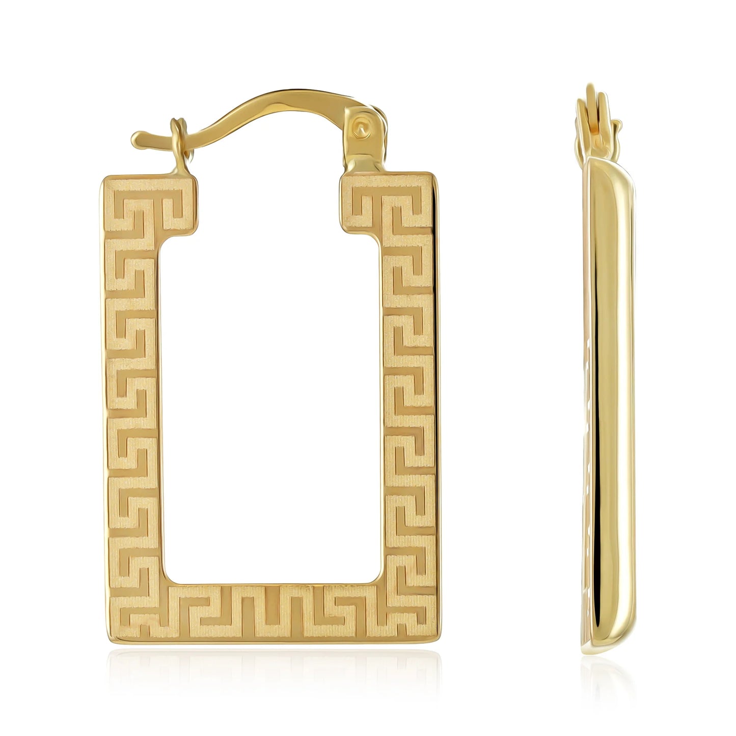9ct Yellow Gold Greek Key Square Design Earrings