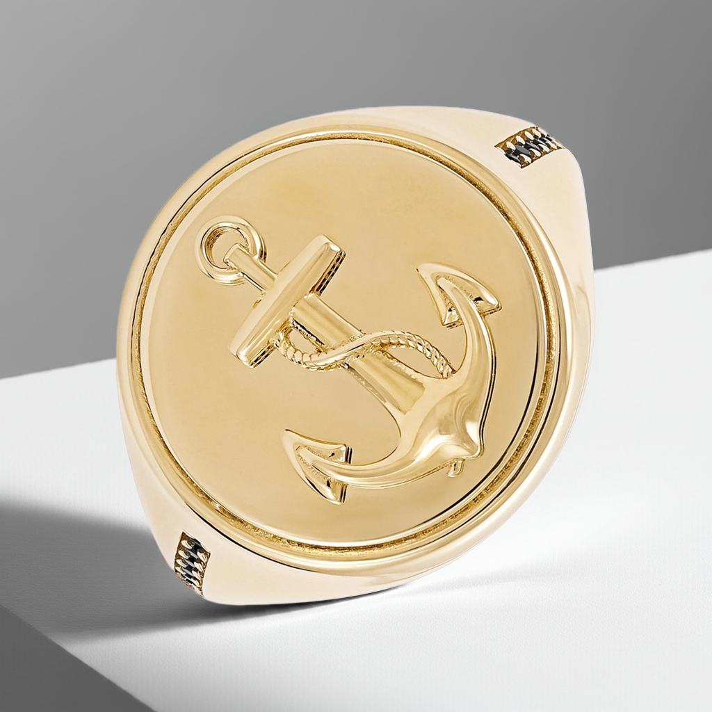 14ct Yellow Anchor Gold Signet Ring