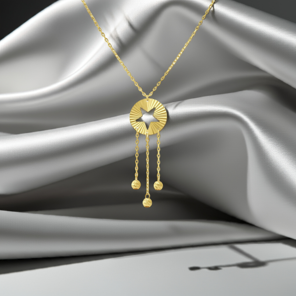 14ct Yellow Gold Bead Star Necklace