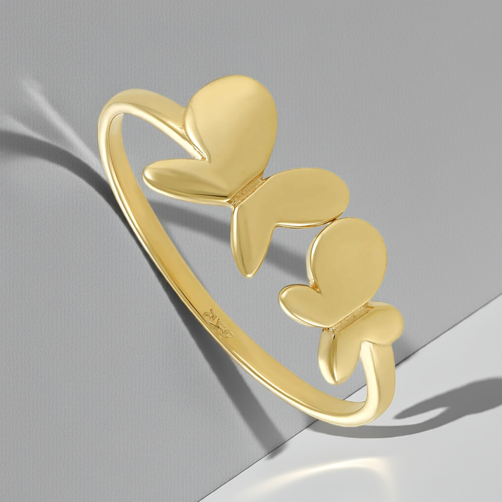 9ct Yellow Gold Two Butterfly Ring