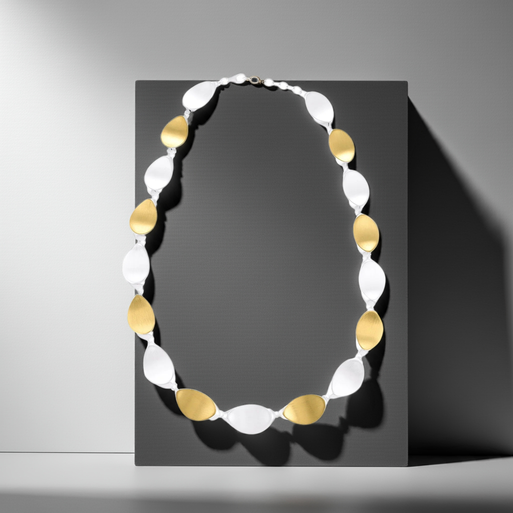 925 Sterling Silver Two Tone Necklace