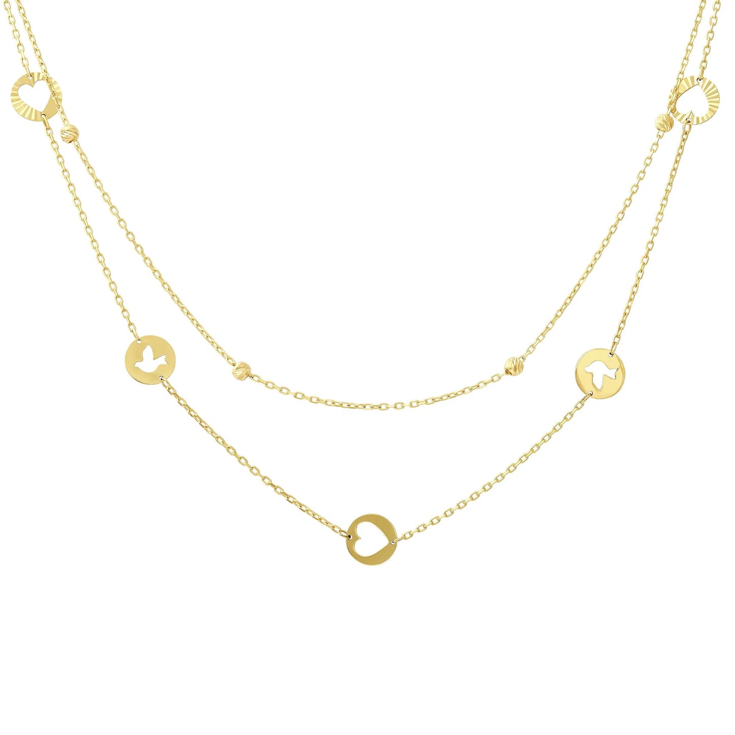 14ct Yellow Gold Bead Heart Necklace