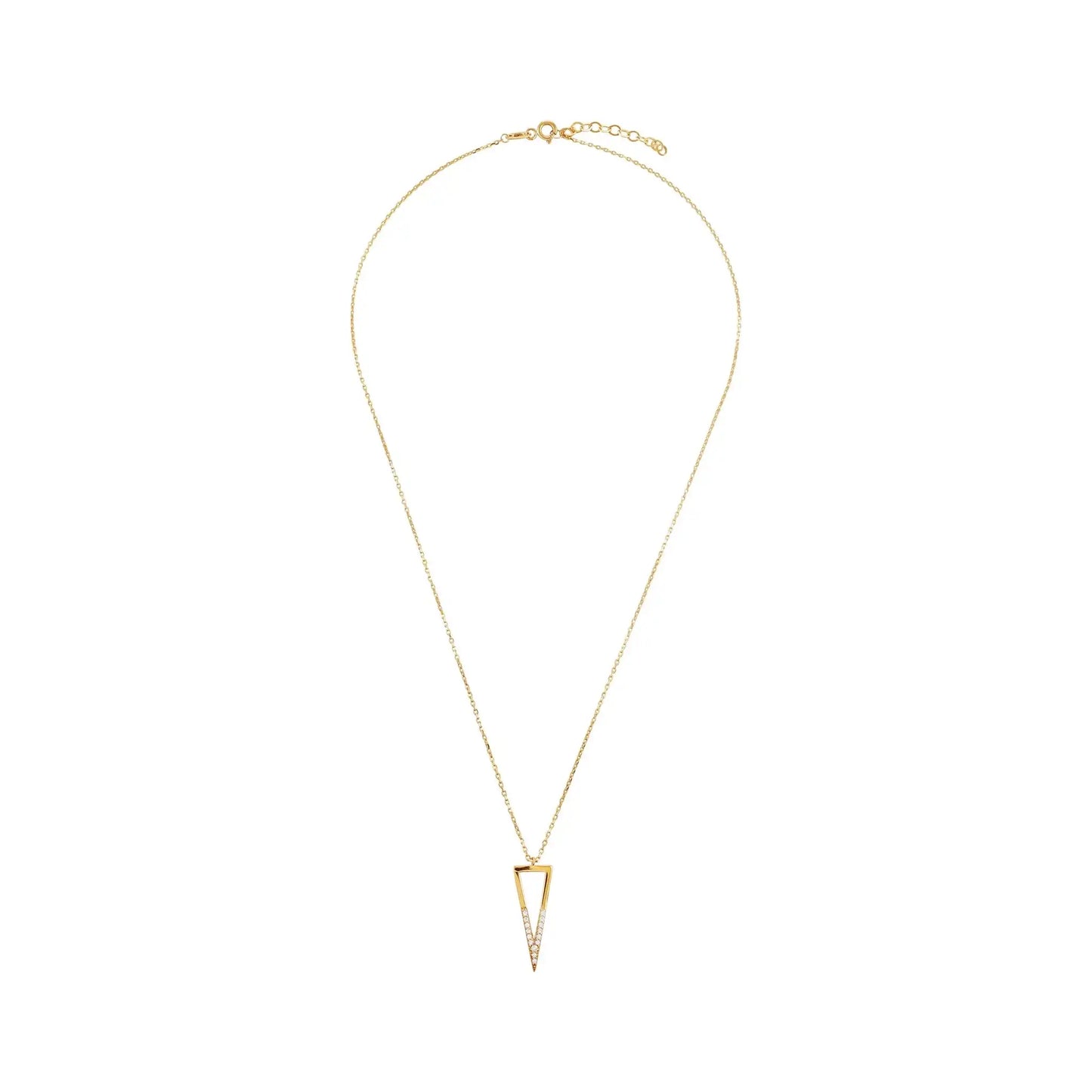 9ct Yellow Gold Triangle Cubic Zirconia Pendant Necklace