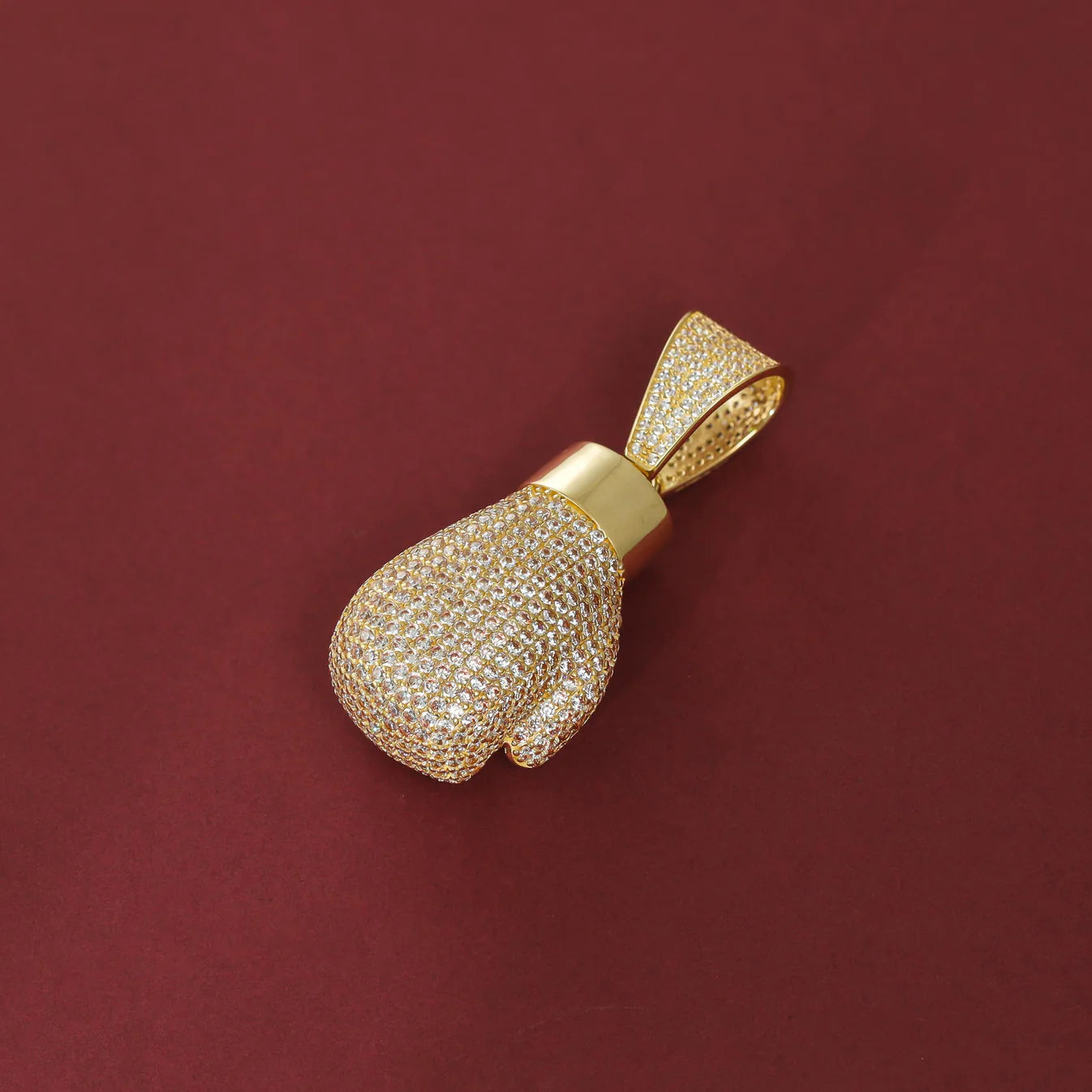 9ct Gold Boxing glove with big diamonds cubic zirconia