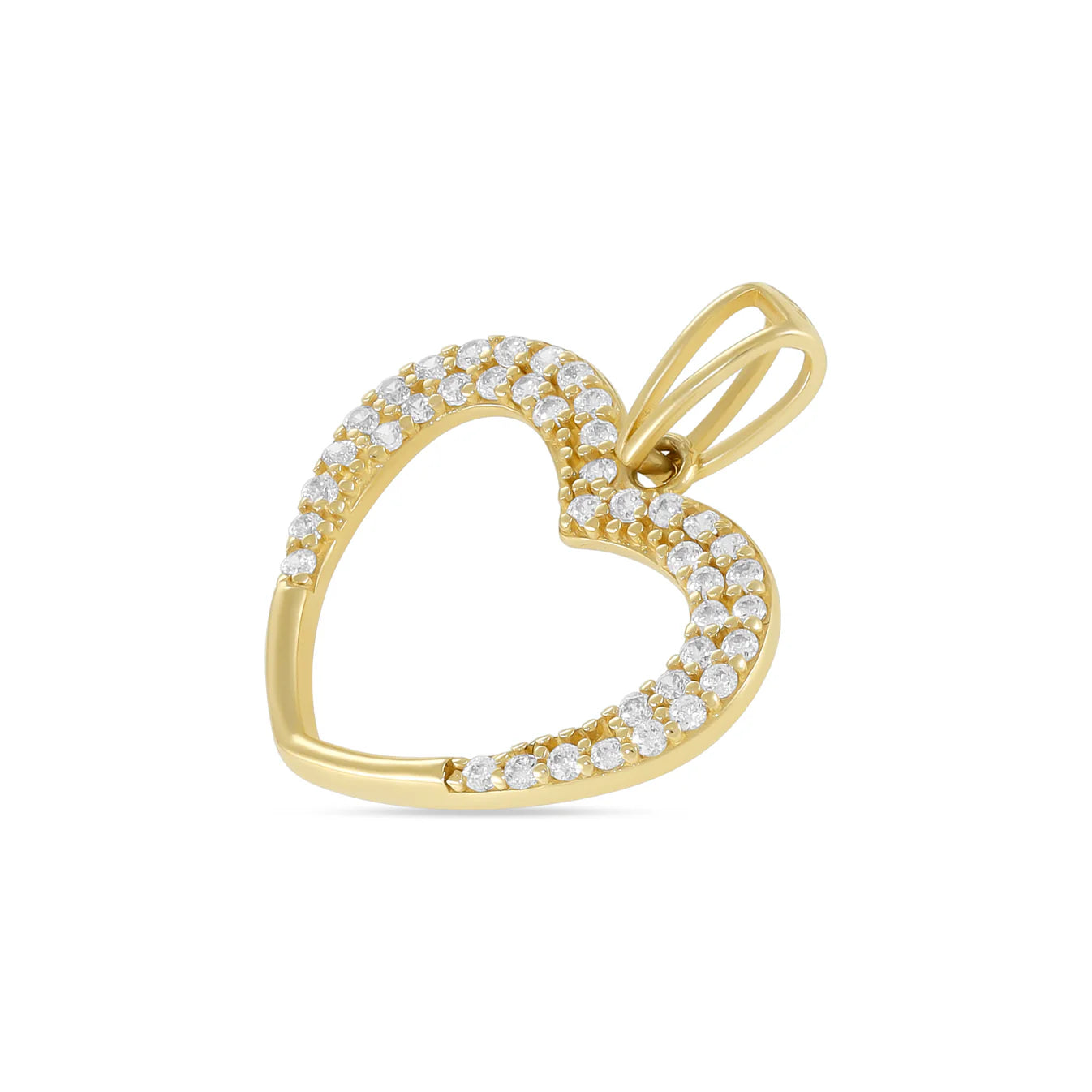 9ct Gold Cubic Zirconia Detail Heart Pendant