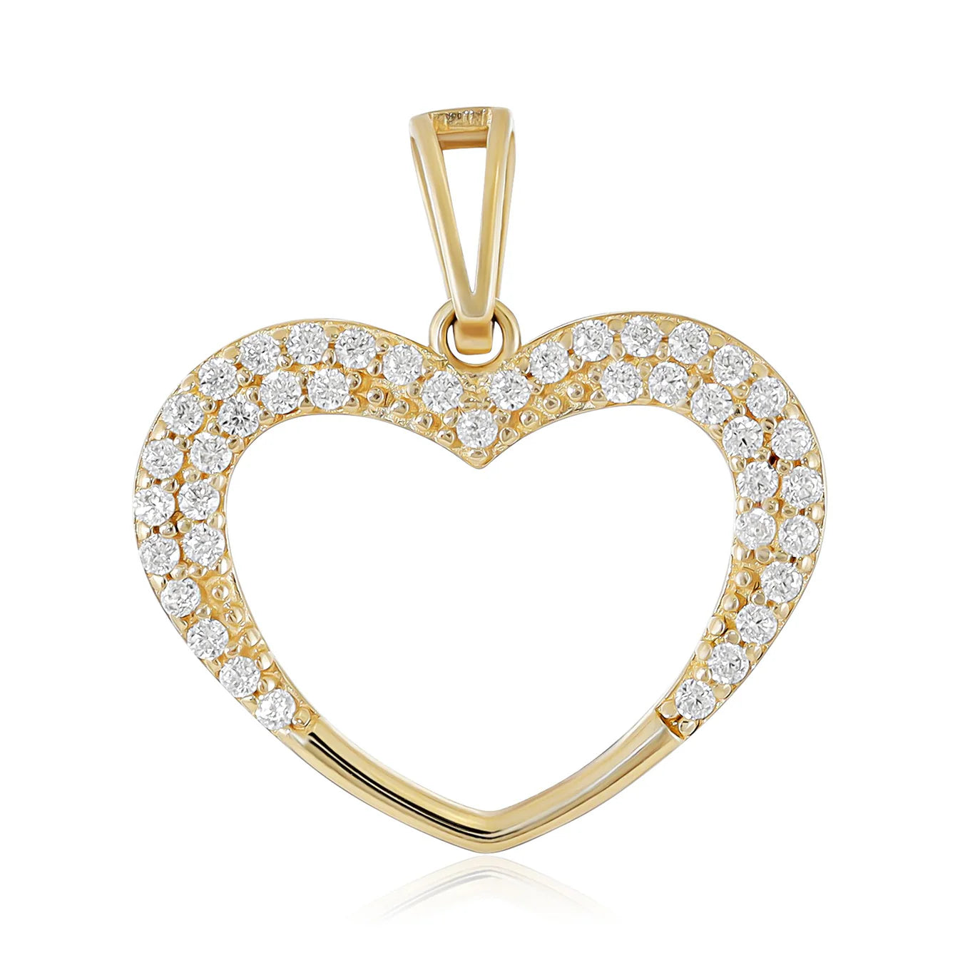 9ct Gold Cubic Zirconia Detail Heart Pendant