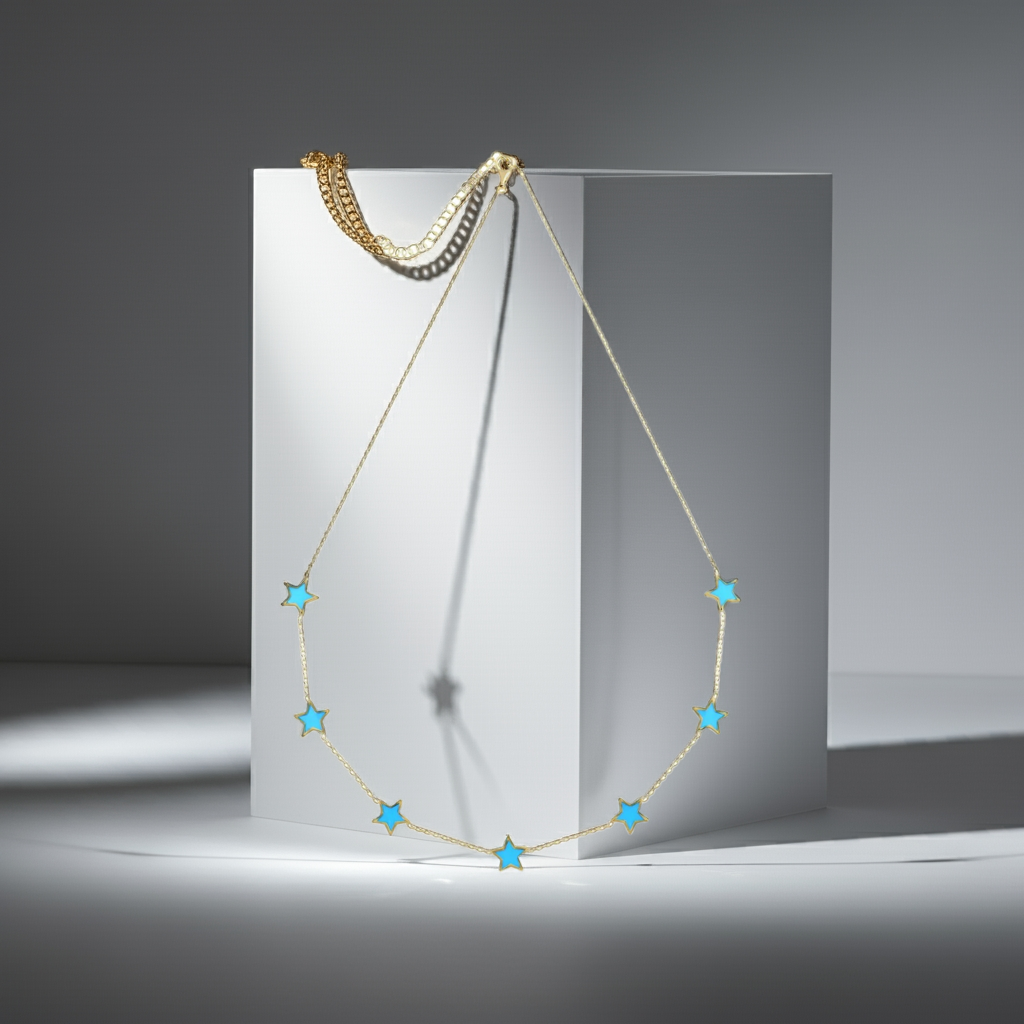 925 sterling silver blue star necklace