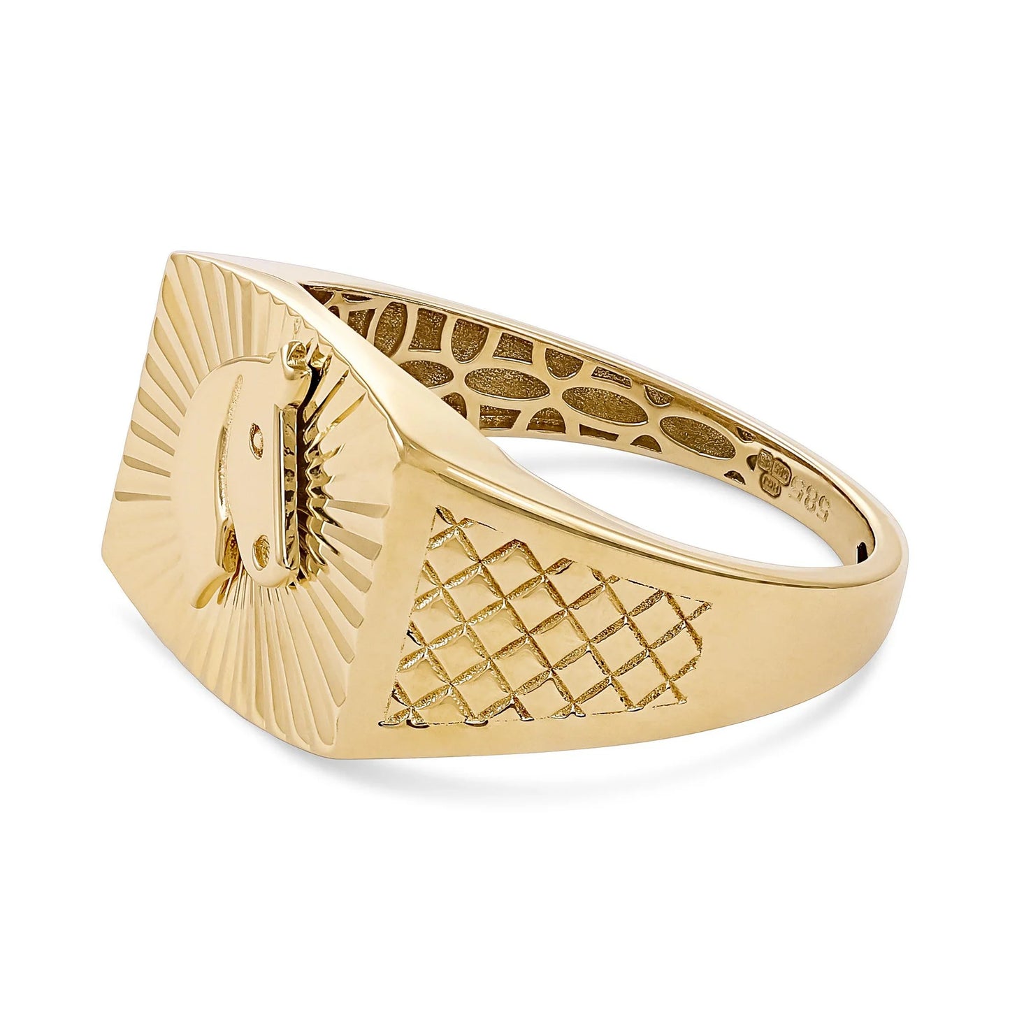 14ct Yellow Gold Horse Detail Signet Ring